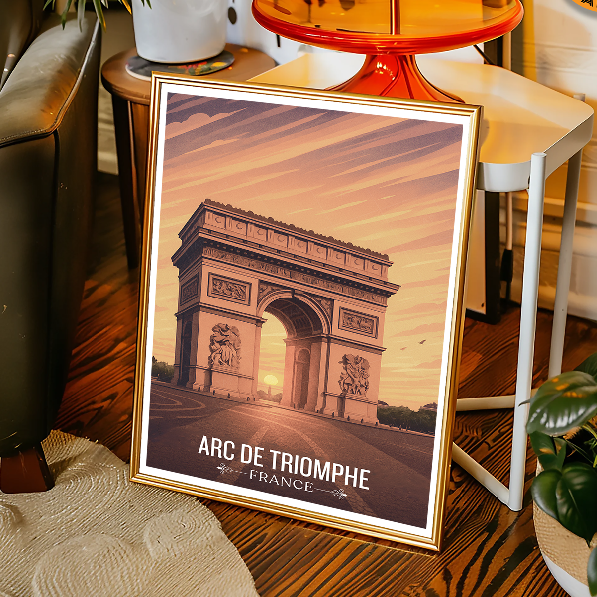 Arc De Triomphe - France - Travel Art Wall Deco Poster - Art Print - Travel Art Poster