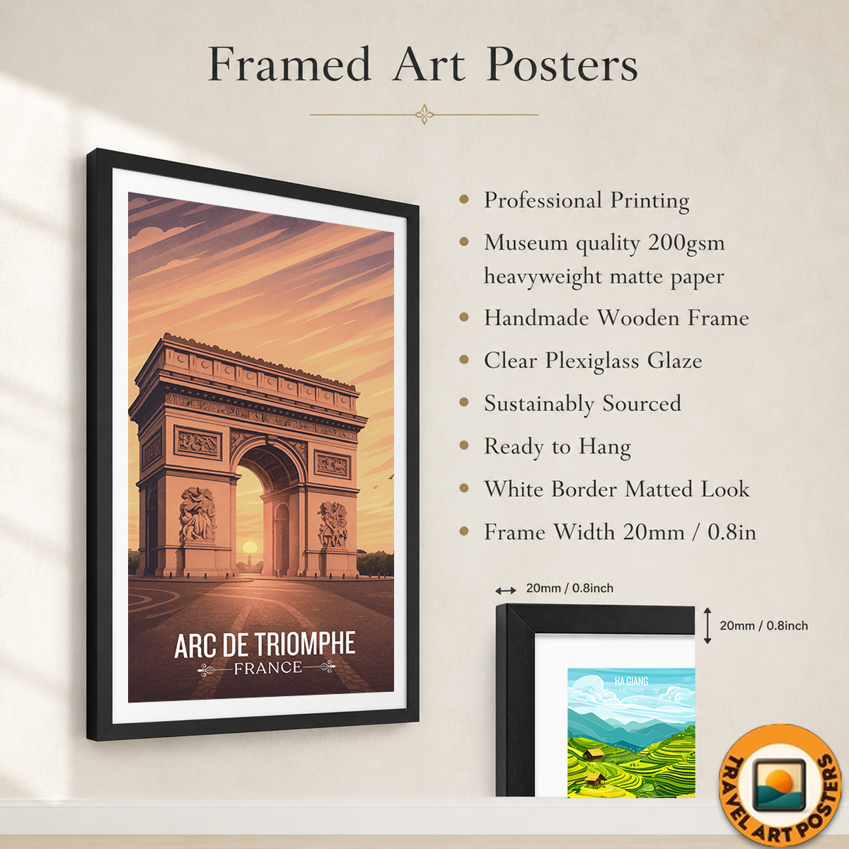 Arc De Triomphe - France - Travel Art Wall Deco Poster - Art Print - Travel Art Poster