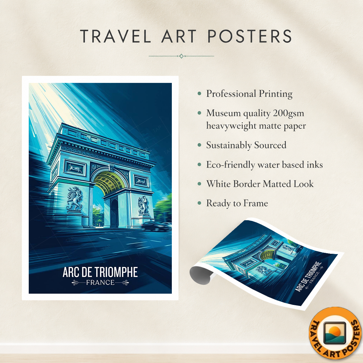 Arc de Triomphe du Carrousel - France - Travel Art Wall Deco Poster - Art Print - Travel Art Poster