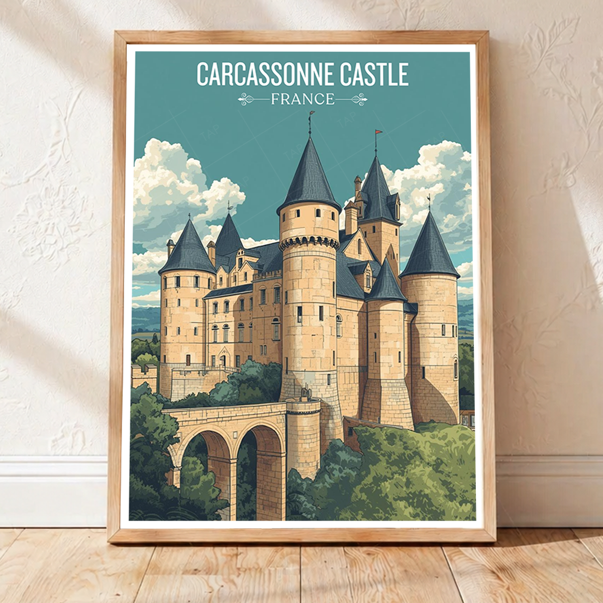 Carcassonne Castle - France - Travel Art Wall Deco Poster - Art Print - Travel Art Poster