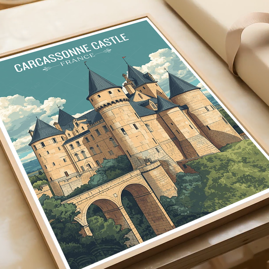 Carcassonne Castle - France - Travel Art Wall Deco Poster - Art Print - Travel Art Poster