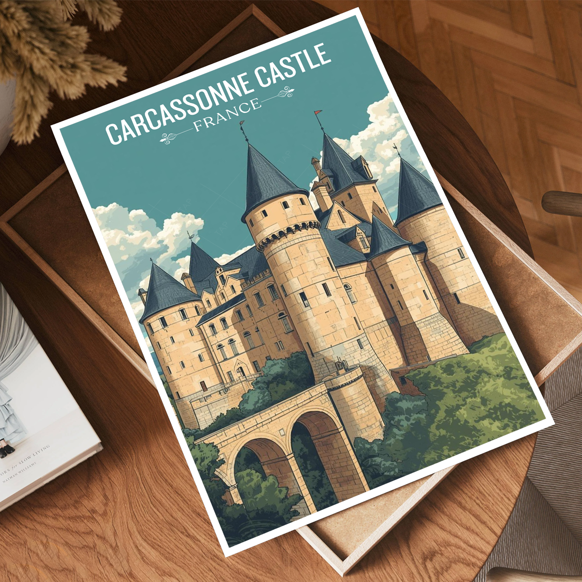 Carcassonne Castle - France - Travel Art Wall Deco Poster - Art Print - Travel Art Poster