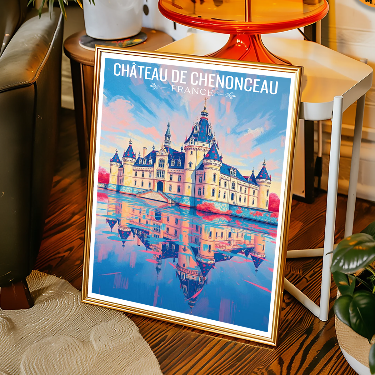 Château de Chenonceau - France - Travel Art Wall Deco Poster - Art Print - Travel Art Poster