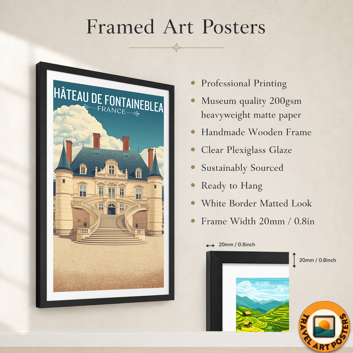 Château de Fontainebleau - France - Travel Art Wall Deco Poster - Art Print - Travel Art Poster