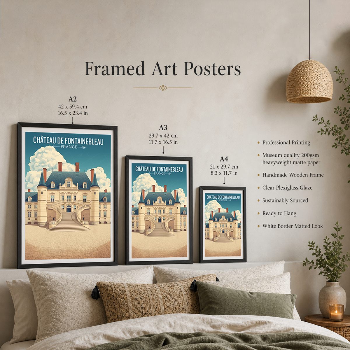 Château de Fontainebleau - France - Travel Art Wall Deco Poster - Art Print - Travel Art Poster