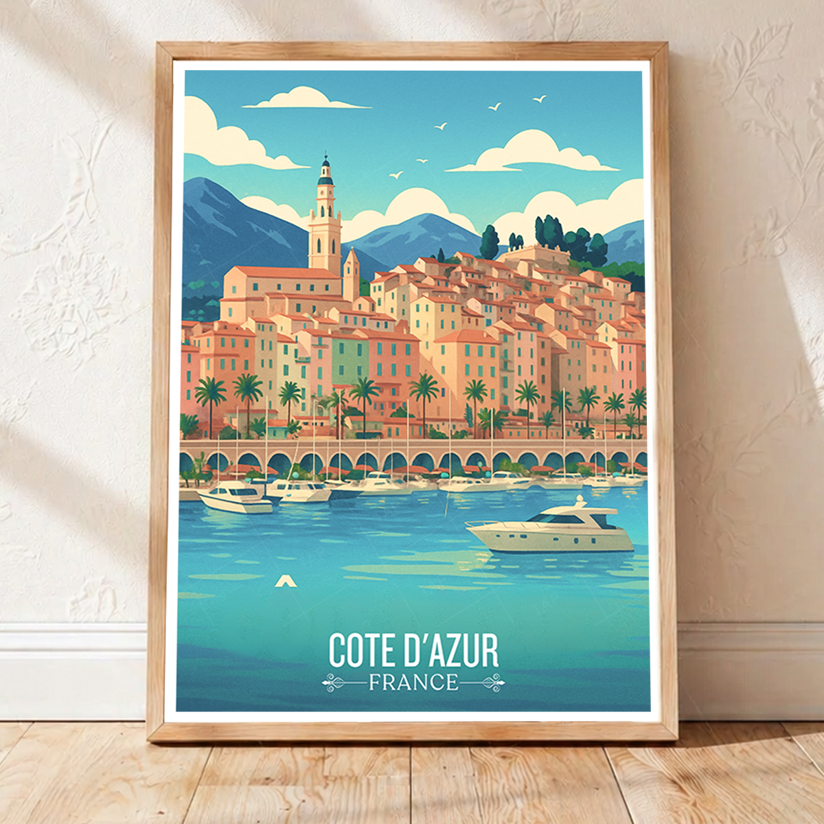 Cote Dazur - France - Travel Art Wall Deco Poster - Art Print - Travel Art Poster