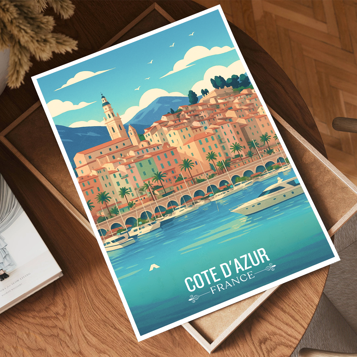 Cote Dazur - France - Travel Art Wall Deco Poster - Art Print - Travel Art Poster