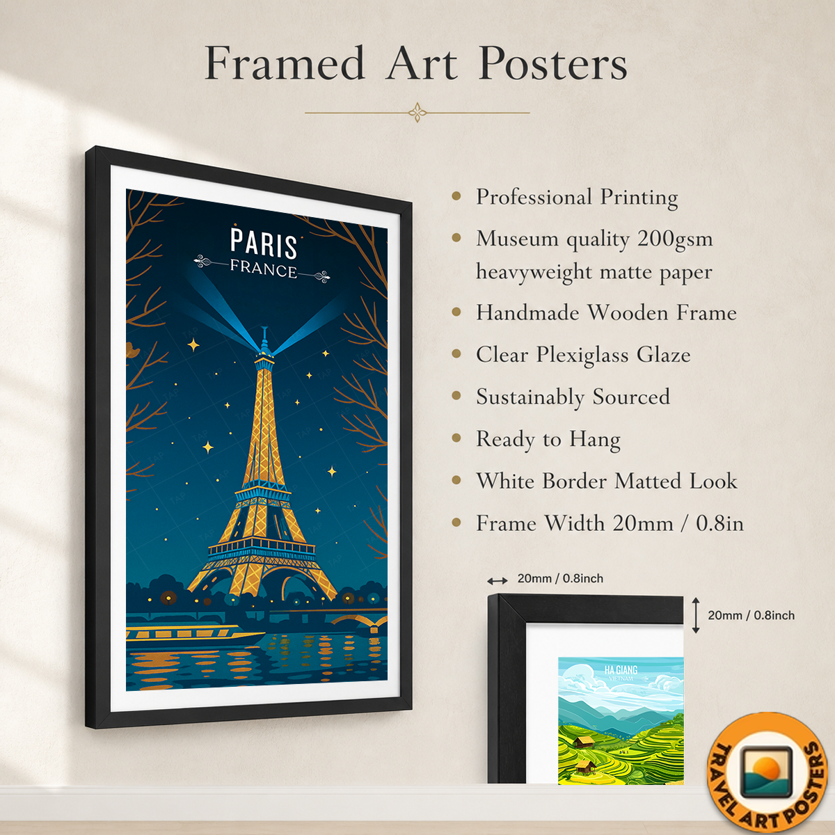 Eiffel Tower - France - Travel Art Wall Deco Poster - Art Print - Travel Art Poster