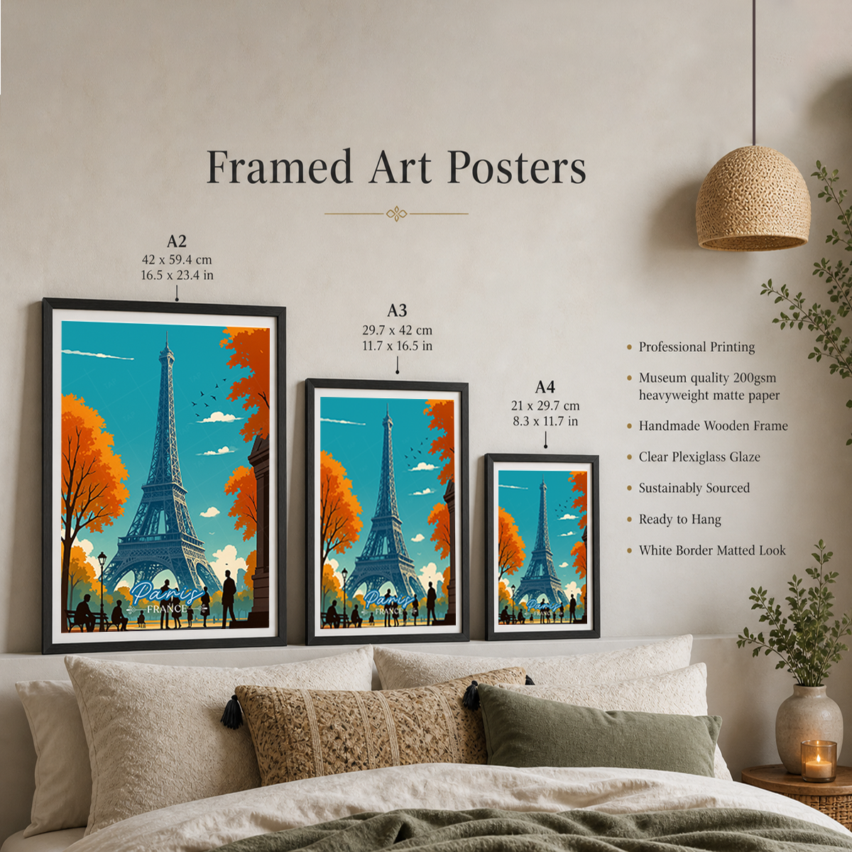 La Tour Eiffel - France - Travel Art Wall Deco Poster - Art Print - Travel Art Poster