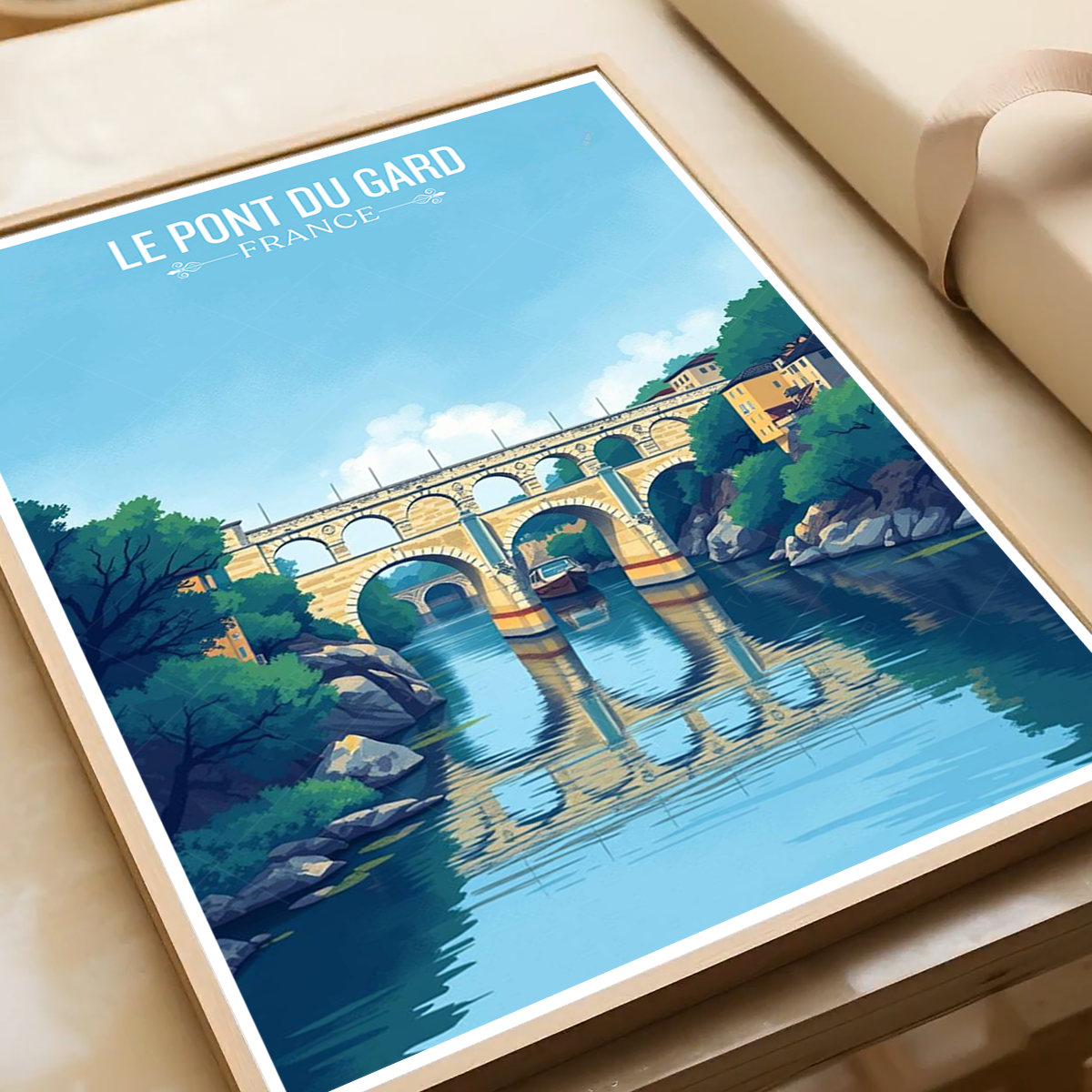 Le Pont du Gard - France - Travel Art Wall Deco Poster - Art Print - Travel Art Poster