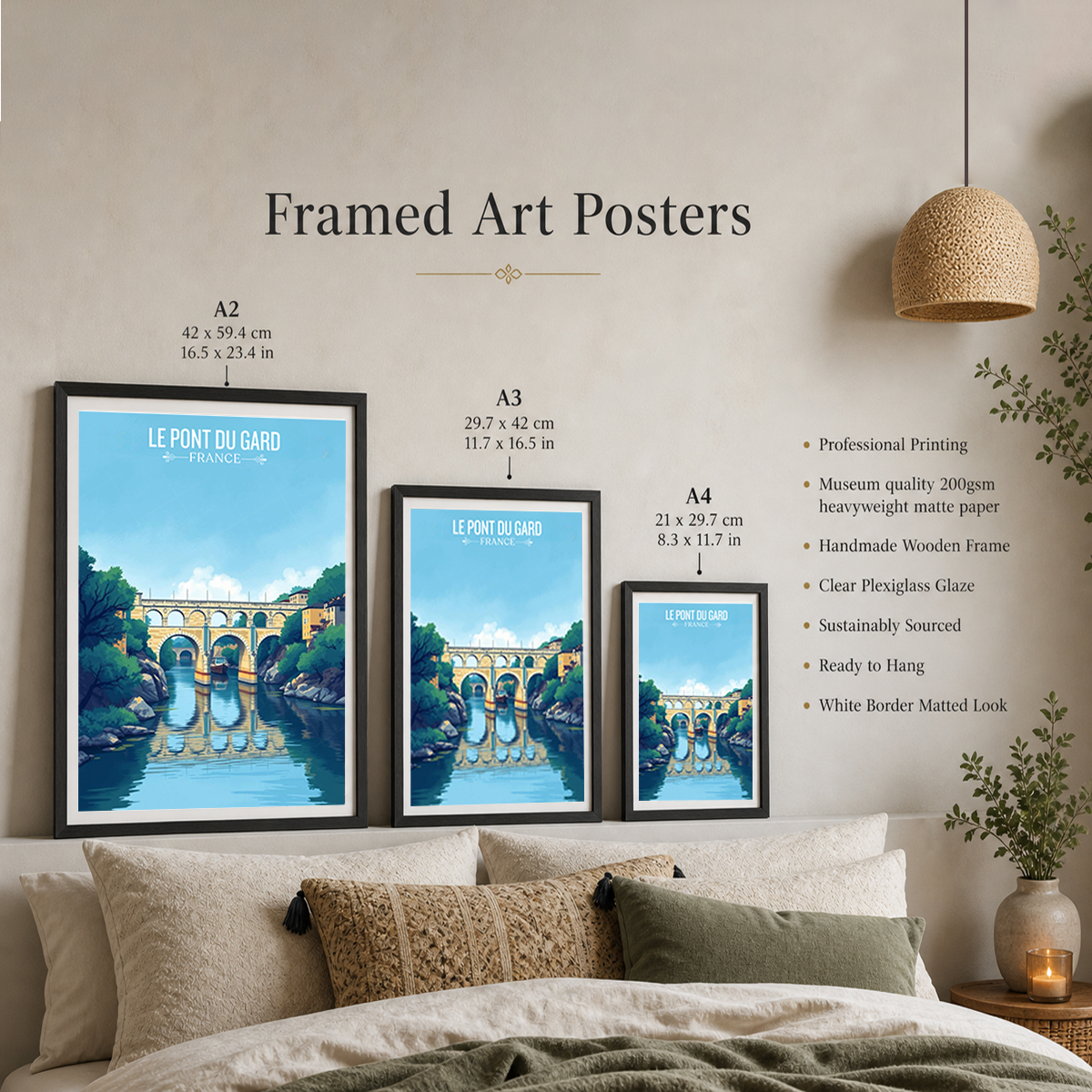 Le Pont du Gard - France - Travel Art Wall Deco Poster - Art Print - Travel Art Poster