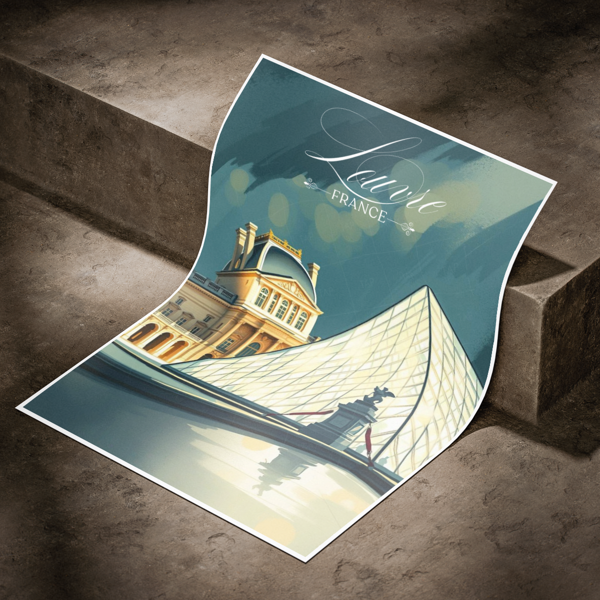 Musée du Louvre - France - Travel Art Wall Deco Poster - Art Print - Travel Art Poster
