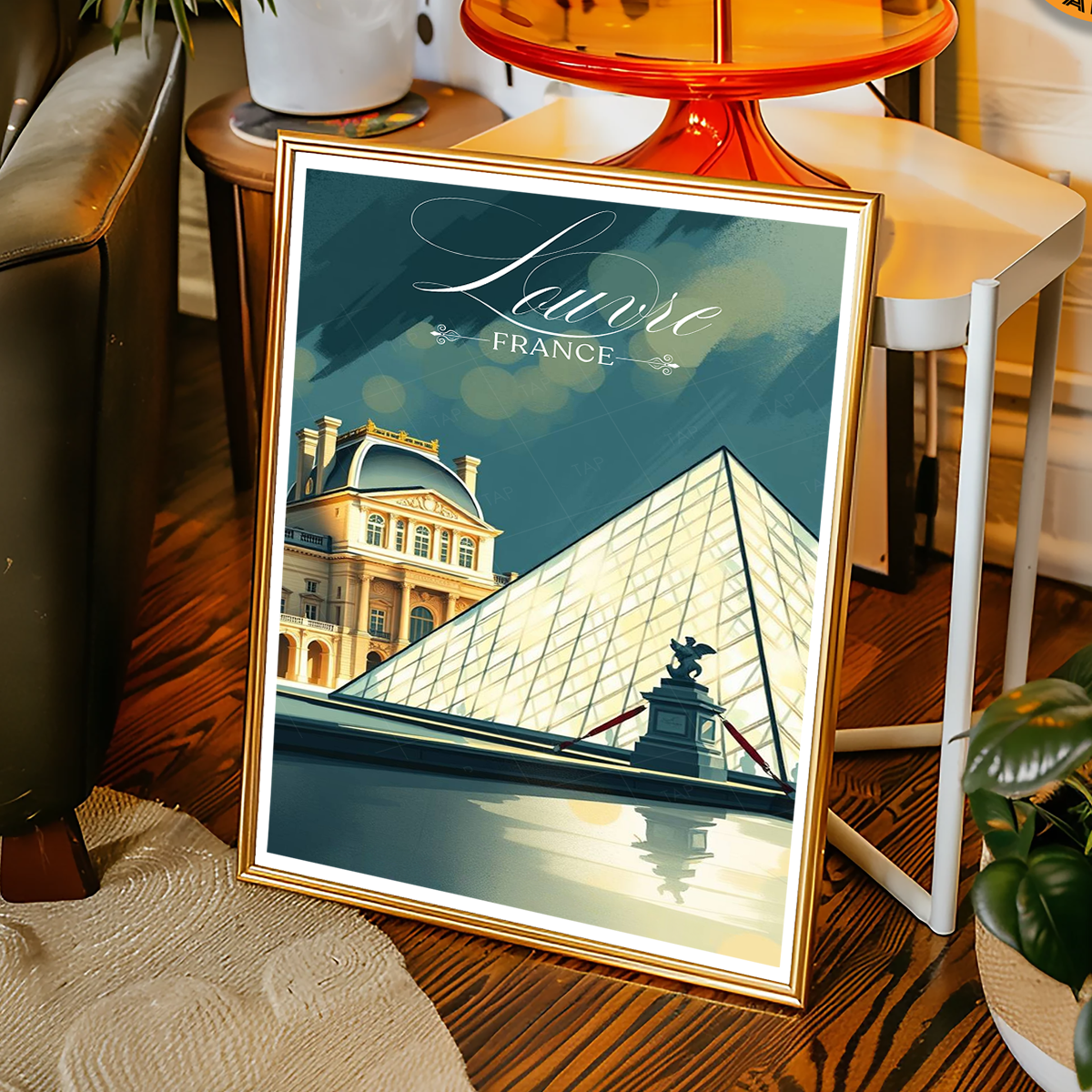 Musée du Louvre - France - Travel Art Wall Deco Poster - Art Print - Travel Art Poster