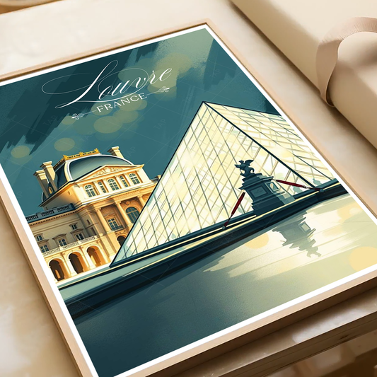 Musée du Louvre - France - Travel Art Wall Deco Poster - Art Print - Travel Art Poster