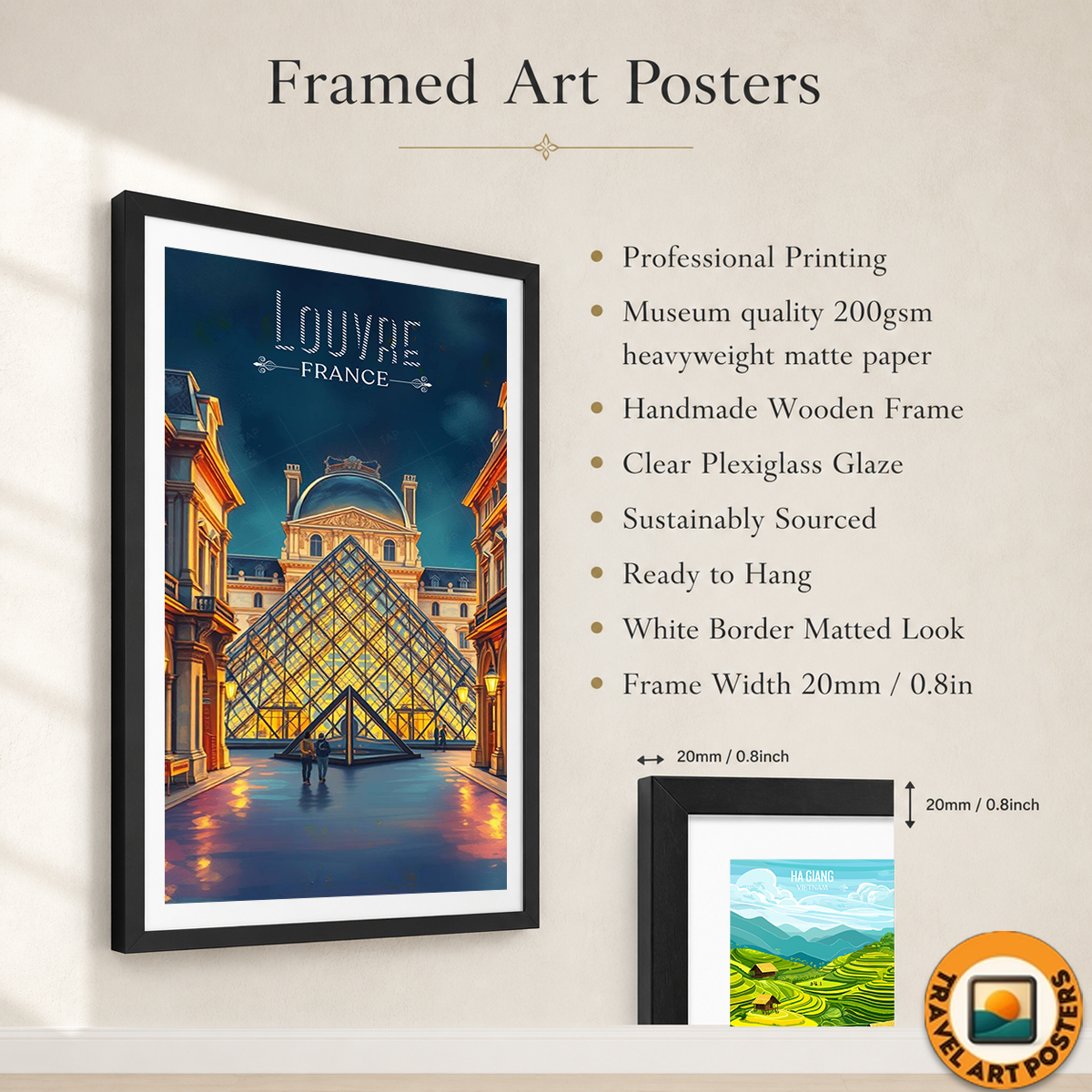 Louvre Pyramid - France - Travel Art Wall Deco Poster - Art Print - Travel Art Poster