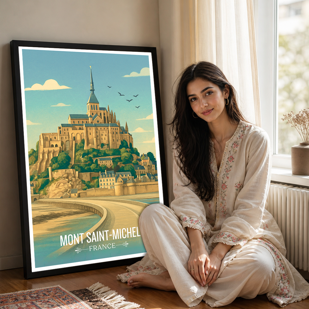 Mont Tombe - France - Travel Art Wall Deco Poster - Art Print - Travel Art Poster