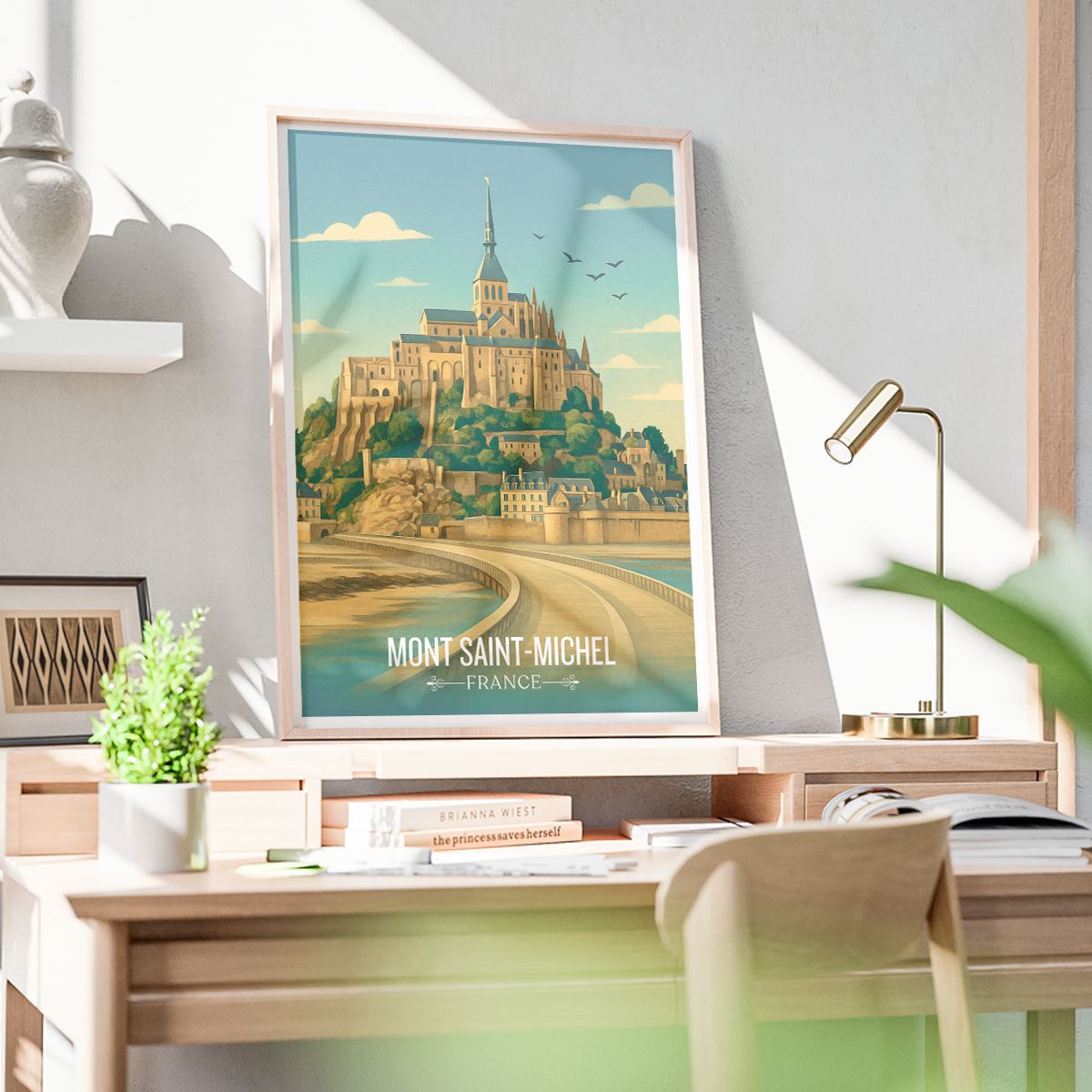Mont Tombe - France - Travel Art Wall Deco Poster - Art Print - Travel Art Poster