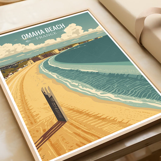 Omaha Beach - France - Travel Art Wall Deco Poster - Art Print - Travel Art Poster