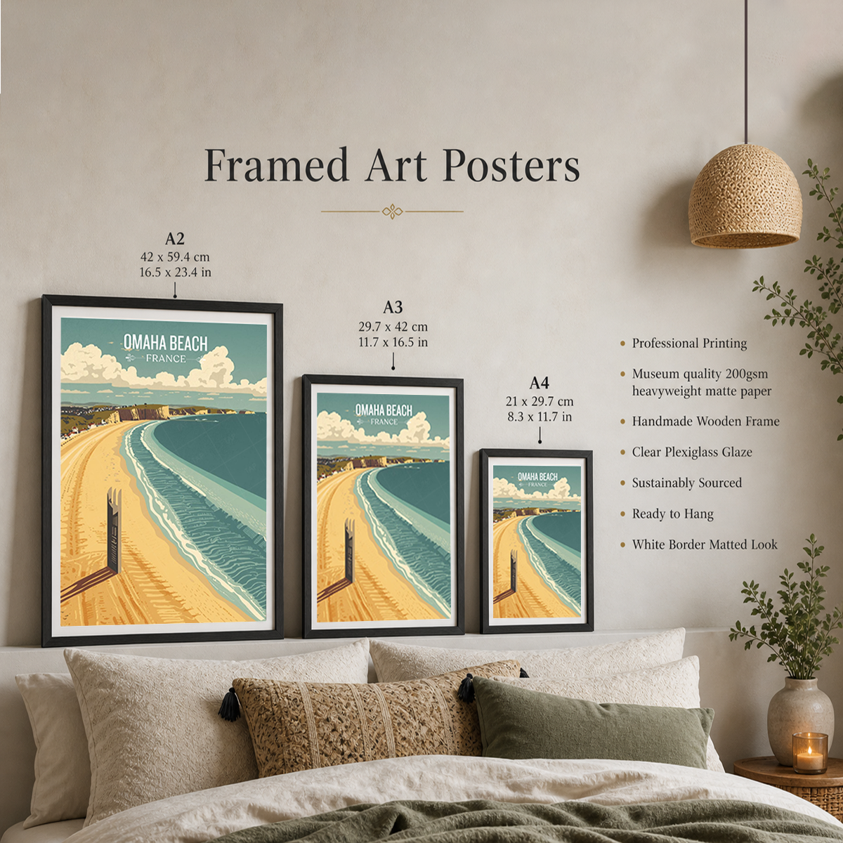 Omaha Beach - France - Travel Art Wall Deco Poster - Art Print - Travel Art Poster
