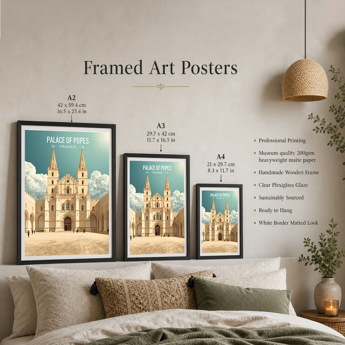 Palace of Popes - France - Travel Art Wall Deco Poster - Art Print - Travel Art Poster
