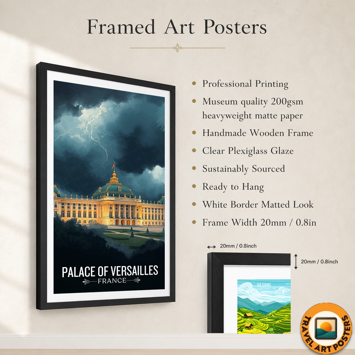 Palace of Versailles - France - Travel Art Wall Deco Poster - Art Print - Travel Art Poster