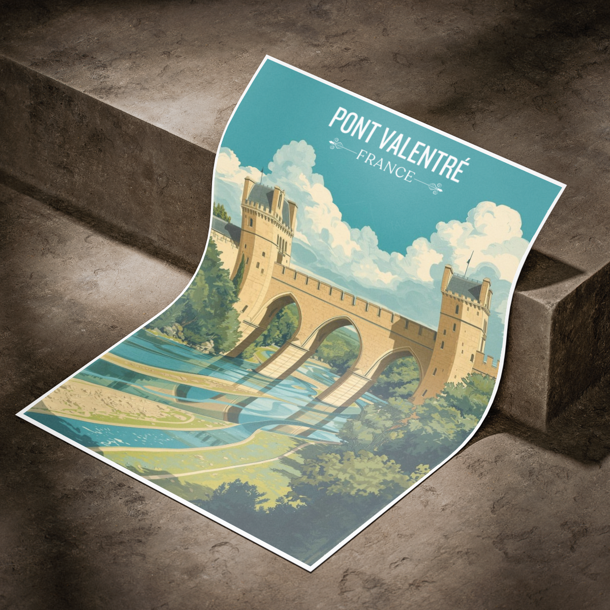 Valentré Bridge - France - Travel Art Wall Deco Poste - Art Print - Travel Art Poster