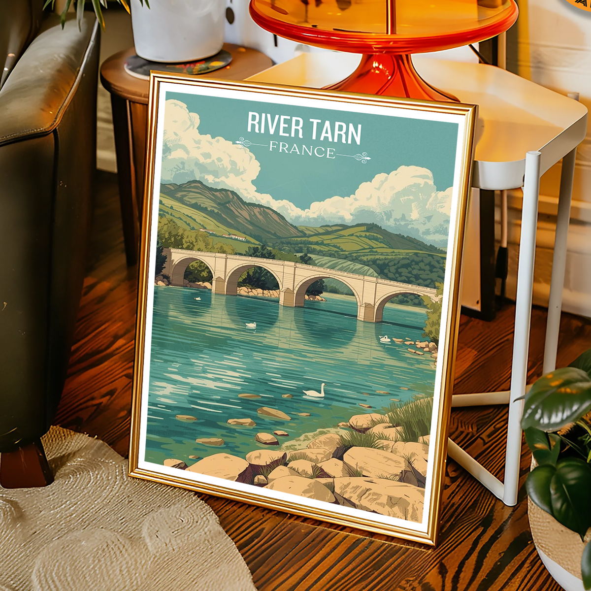 River Tarn - France - Travel Art Wall Deco Poste - Art Print - Travel Art Poster