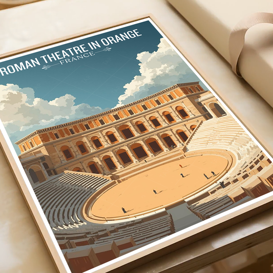 Roman Theatre in Orange - France - Travel Art Wall Deco Poste - Art Print - Travel Art Poster