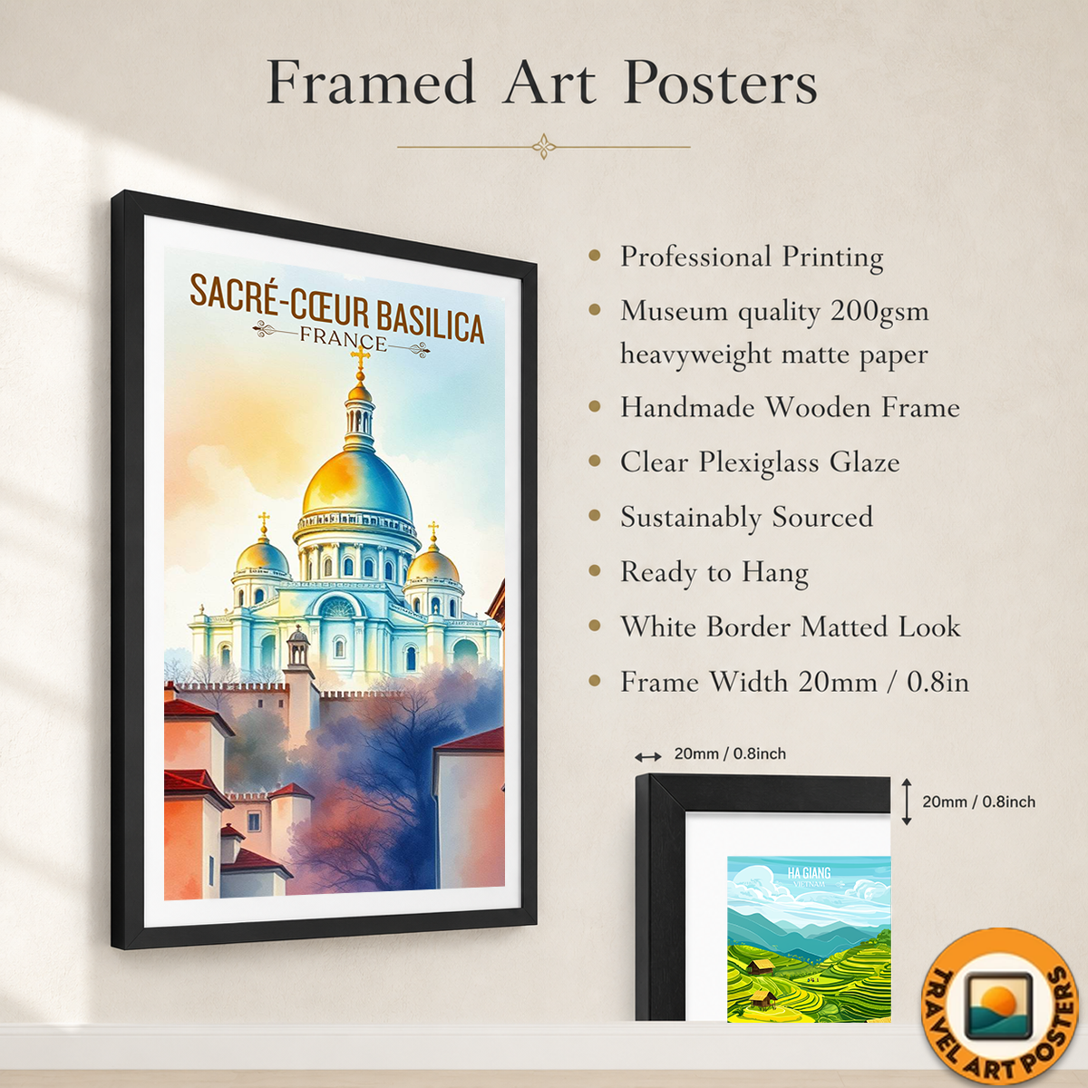 Sacré-Cœur Basilica - France - Travel Art Wall Deco Poste - Art Print - Travel Art Poster