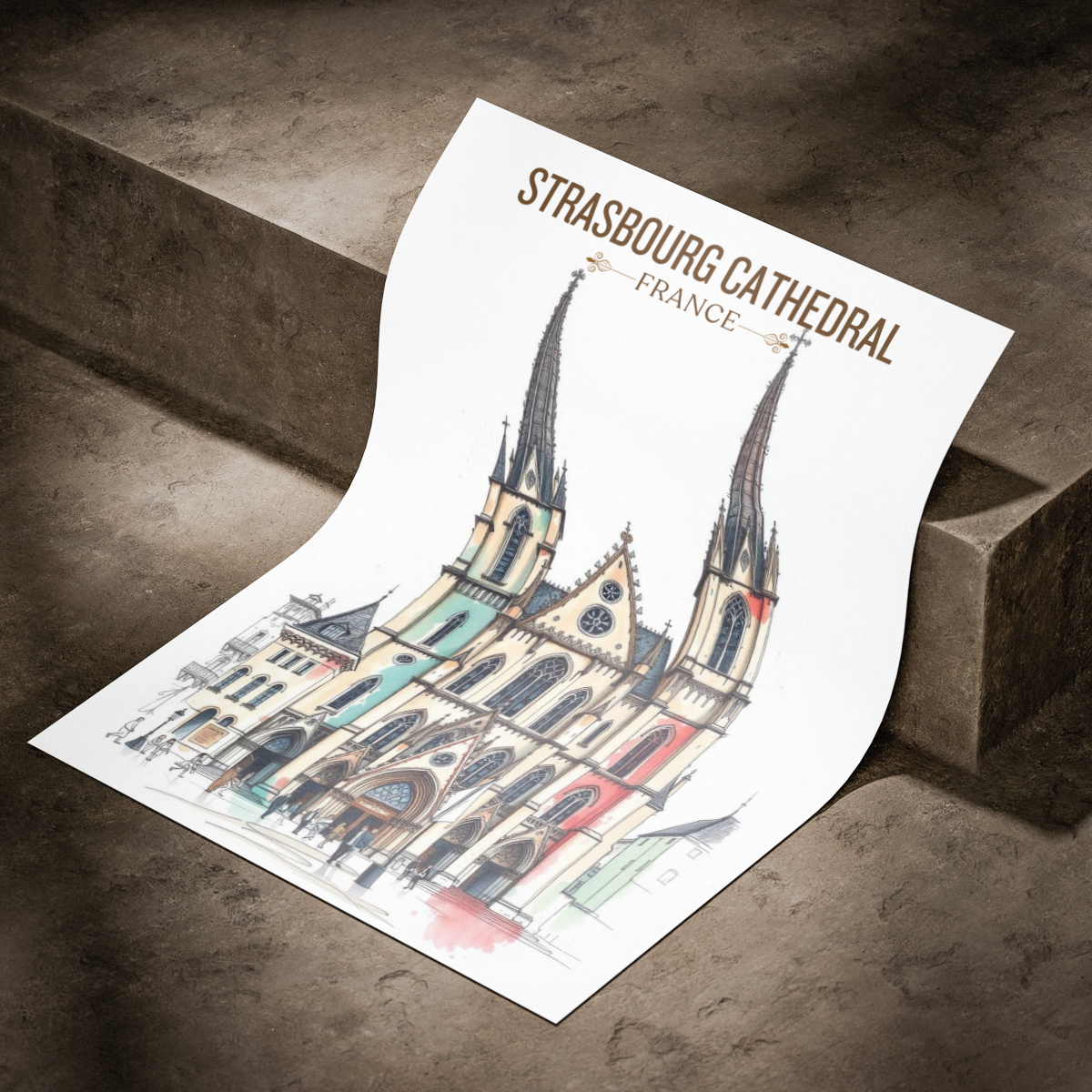 Strasbourg Cathedral - France - Travel Art Wall Deco Poste - Art Print - Travel Art Poster