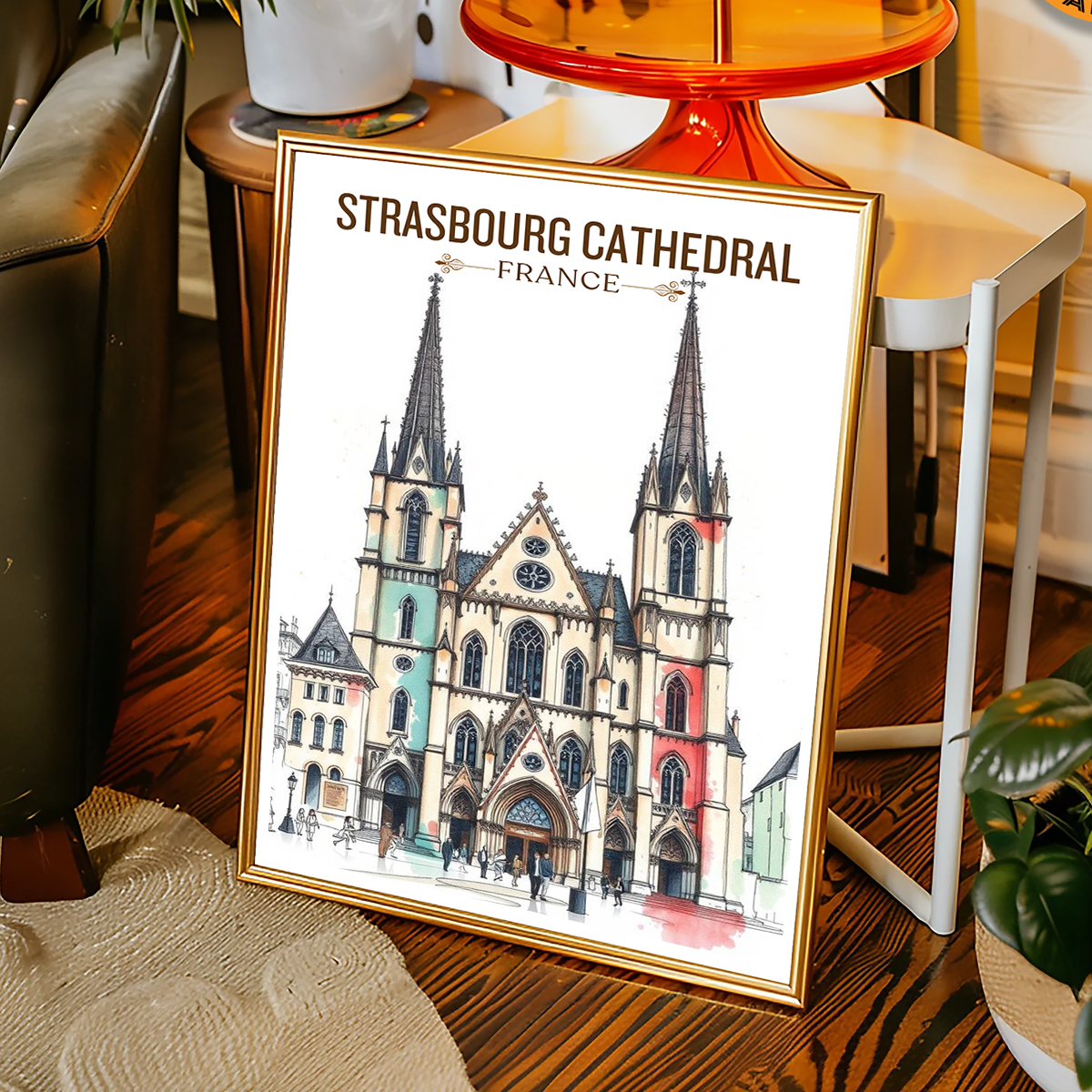 Strasbourg Cathedral - France - Travel Art Wall Deco Poste - Art Print - Travel Art Poster
