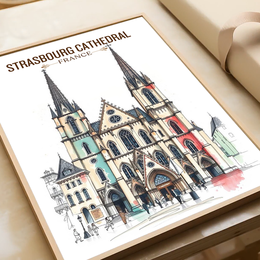 Strasbourg Cathedral - France - Travel Art Wall Deco Poste - Art Print - Travel Art Poster