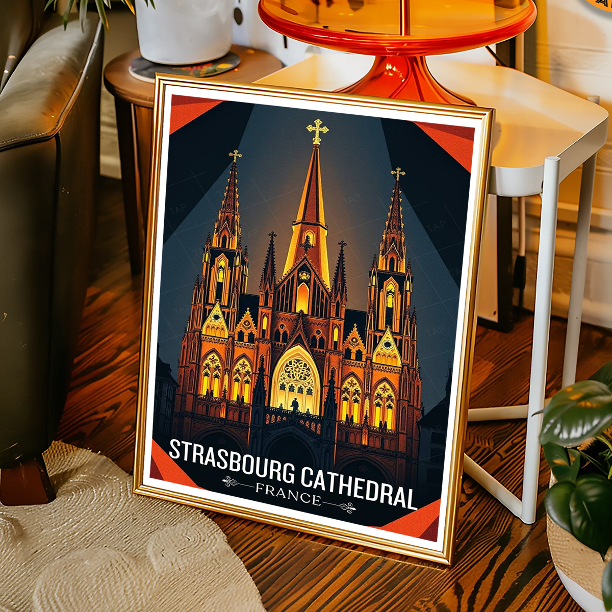 Straßburger Münster - France - Travel Art Wall Deco Poste - Art Print - Travel Art Poster