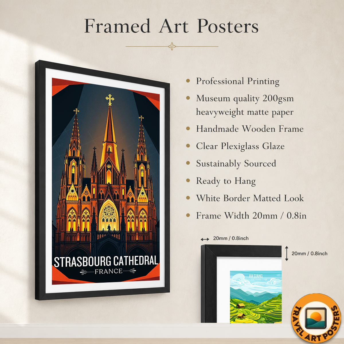 Straßburger Münster - France - Travel Art Wall Deco Poste - Art Print - Travel Art Poster