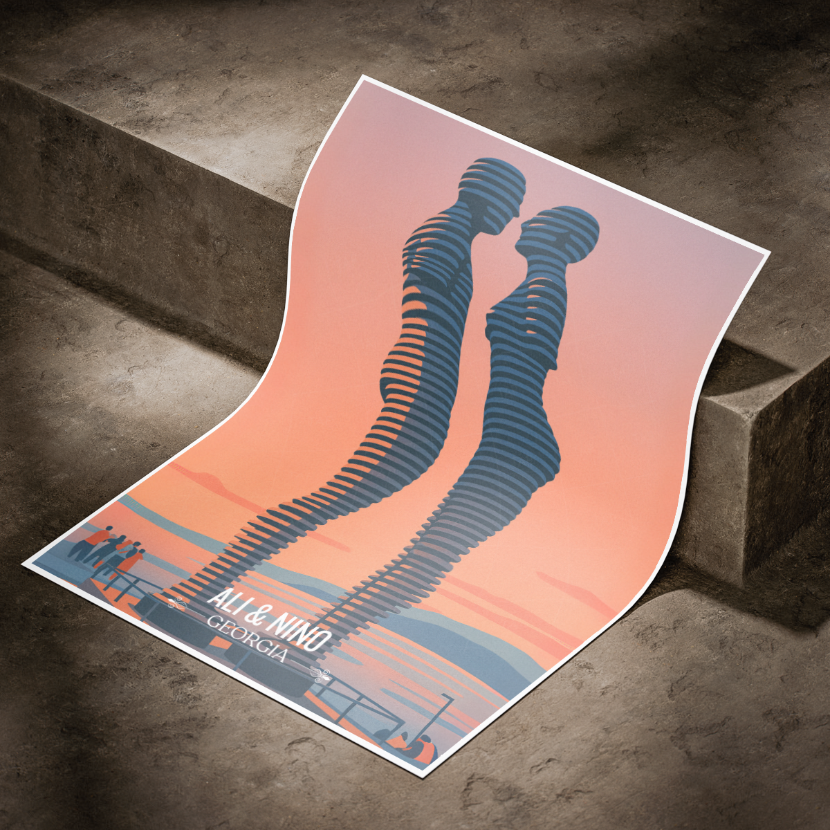 Ali and Nino Statues - Georgia - Travel Wall Art Print - Art Print - Travel Art Poster