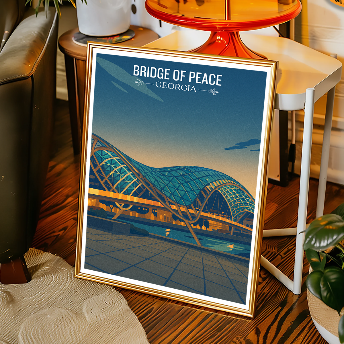 Bridge of Peace - Georgia - Travel Wall Art Print - Art Print - Travel Art Poster