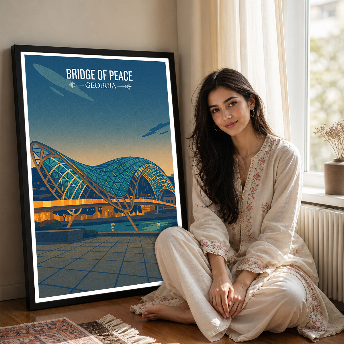 Bridge of Peace - Georgia - Travel Wall Art Print - Art Print - Travel Art Poster