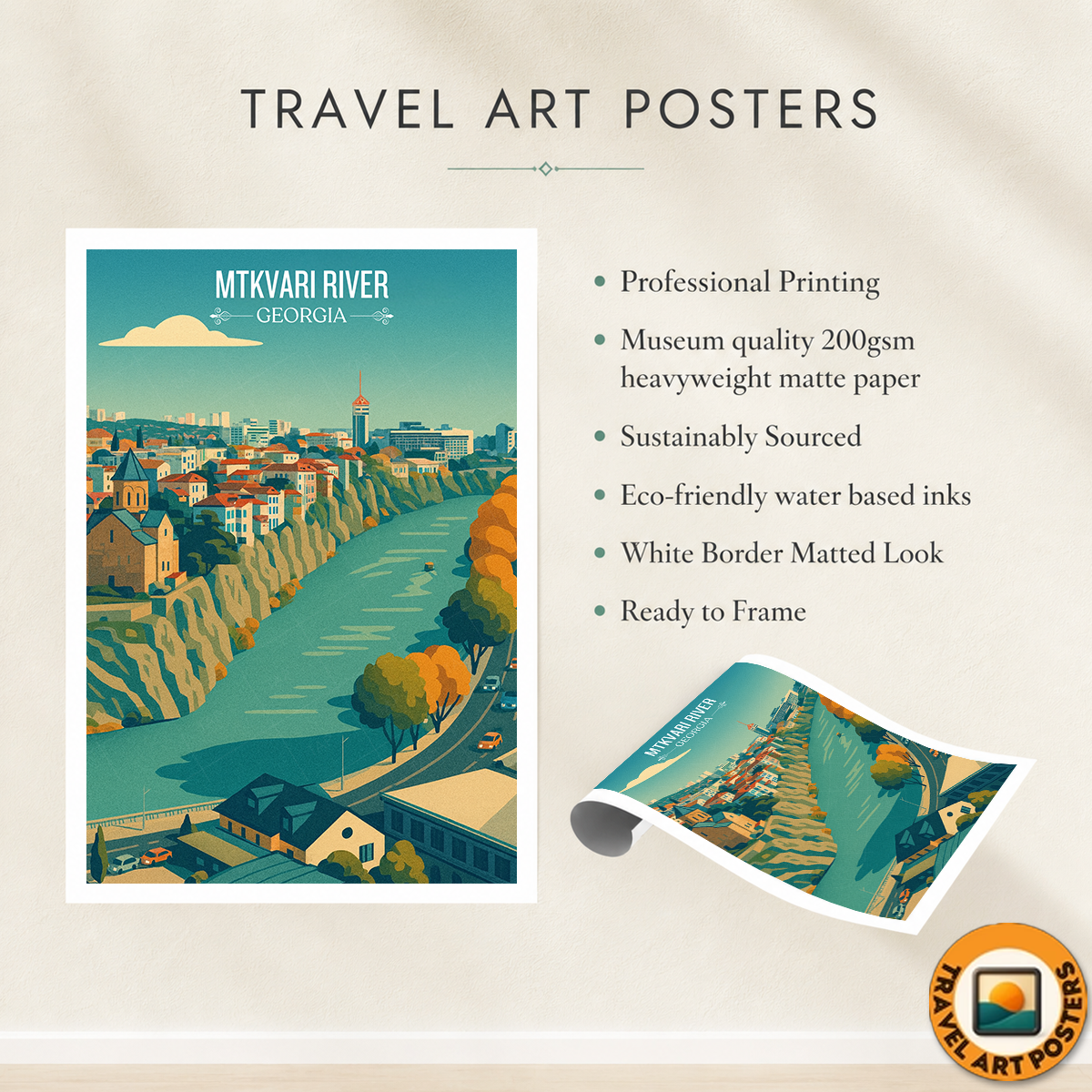 Mtkvari River – Georgia - Travel Wall Art Print - Art Print - Travel Art Poster