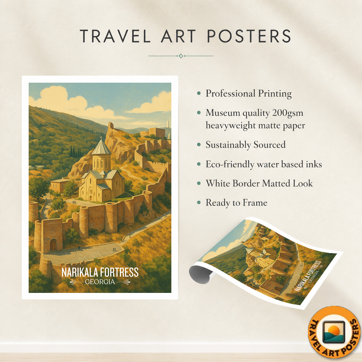 Narikala Fortress - Tbilisi – Georgia - Travel Wall Art Print - Art Print - Travel Art Poster