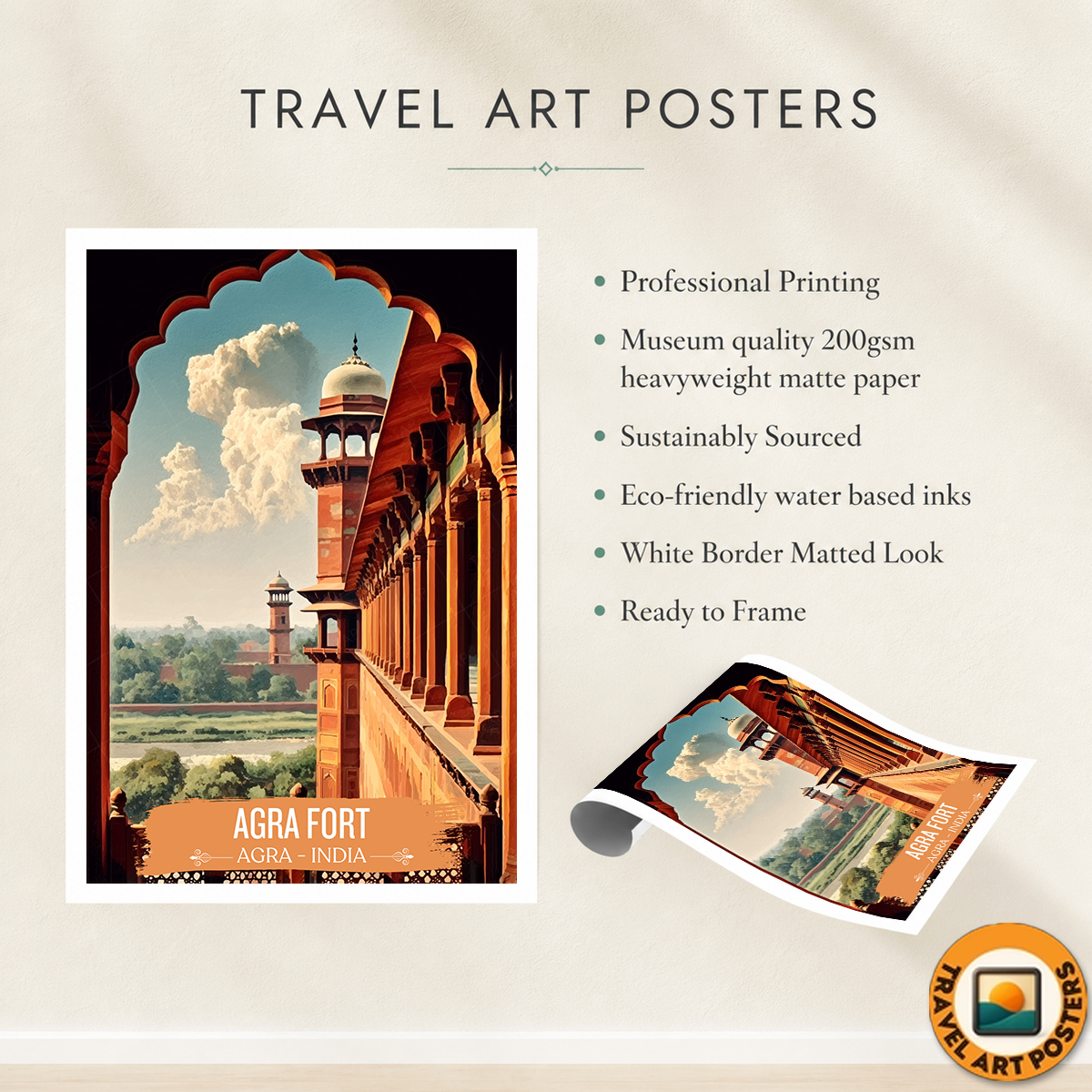 Agra Fort - Agra - India - Travel Wall Art Print - Art Print - Travel Art Poster