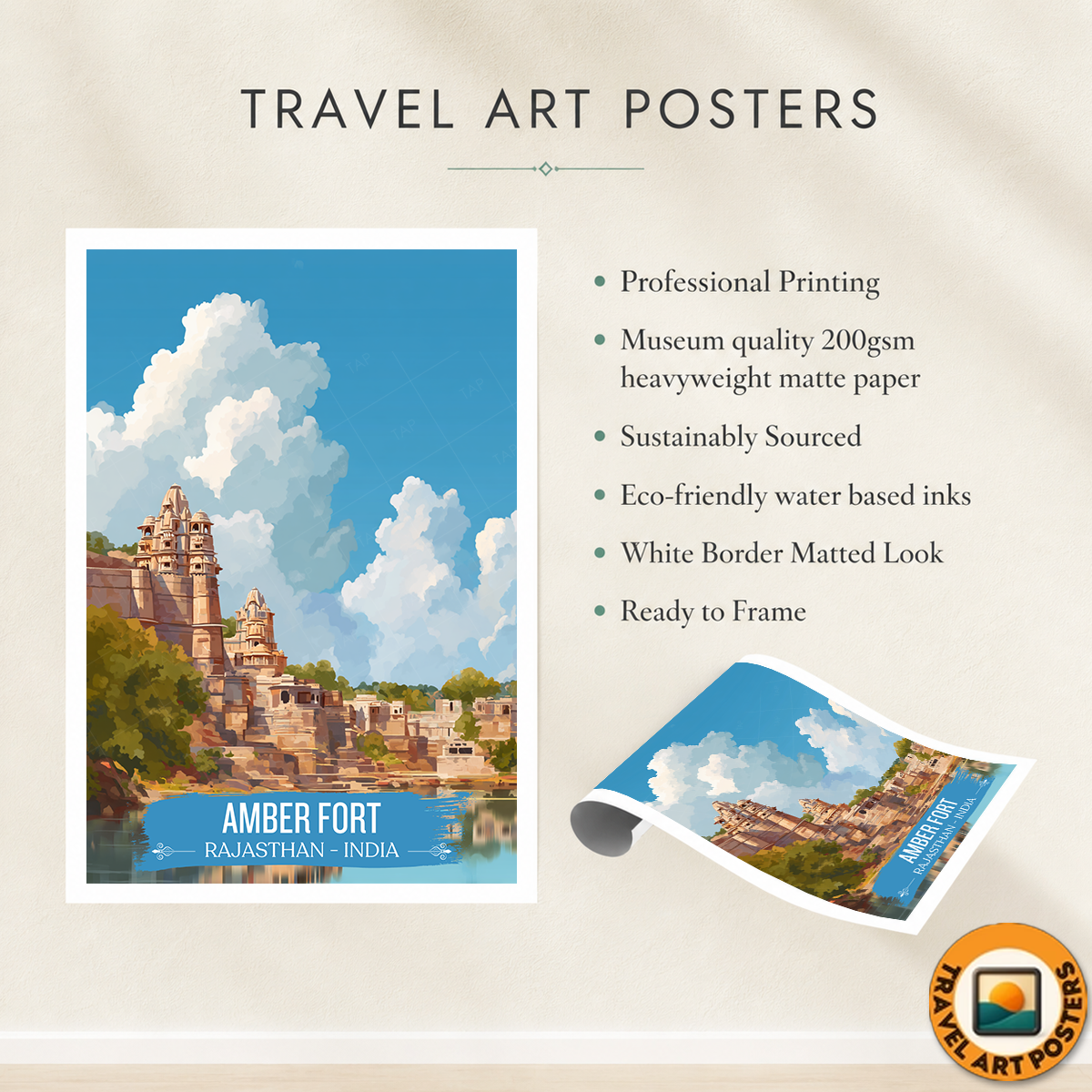 Amber Fort - Rajasthan - India - Travel Wall Art Print - Art Print - Travel Art Poster