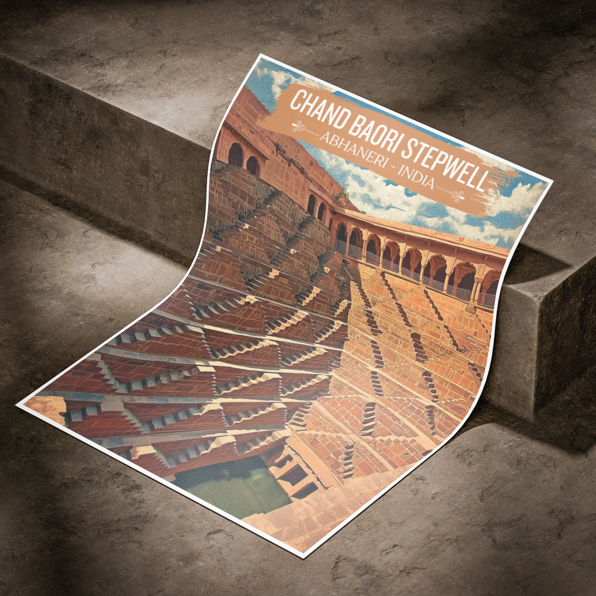 Chand Baori Stepwell - Rajasthan - India - Travel Wall Art Print Poster - Art Print - Travel Art Poster