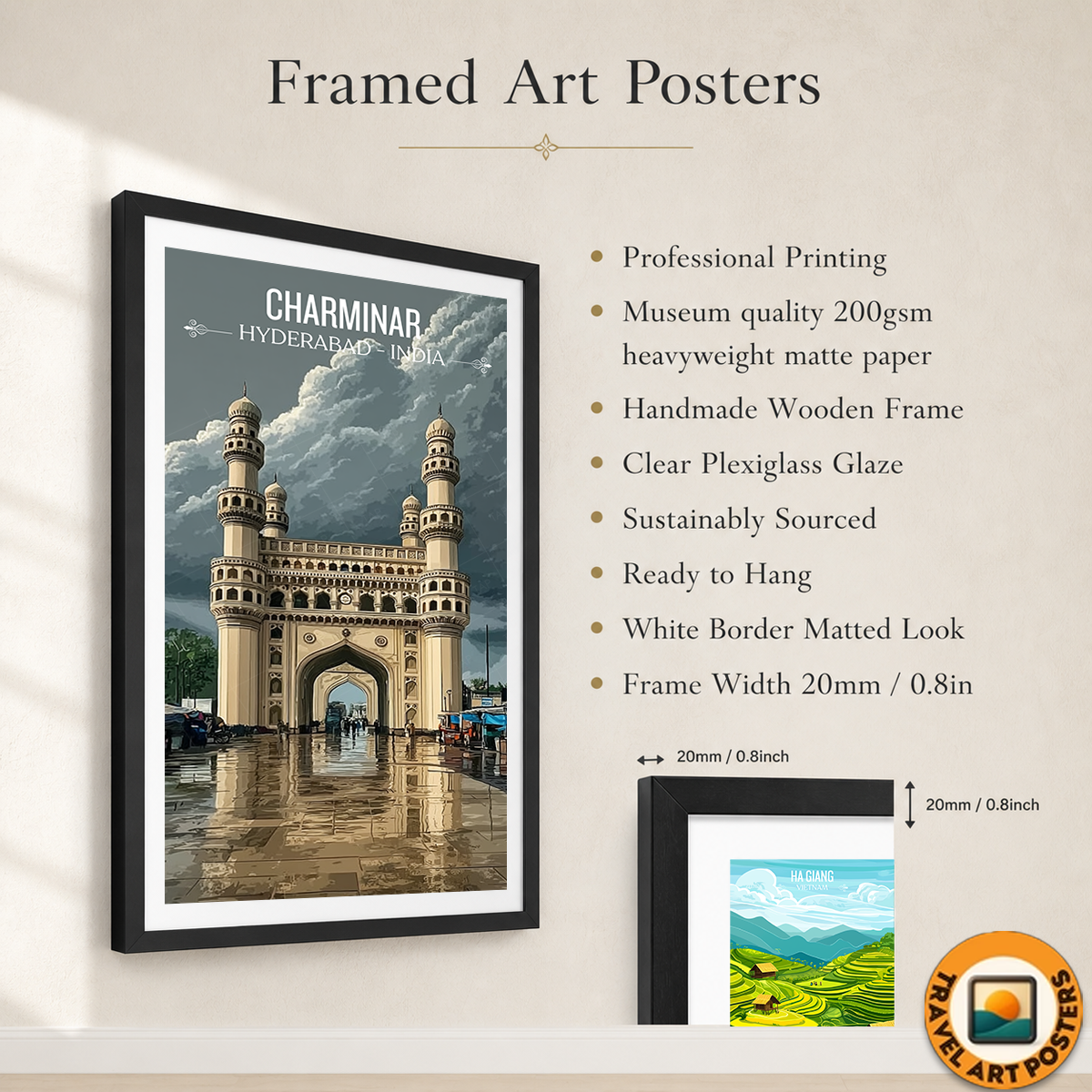 Charminar Masjid - Hyderabad - India - Travel Wall Art Print Poster - Art Print - Travel Art Poster