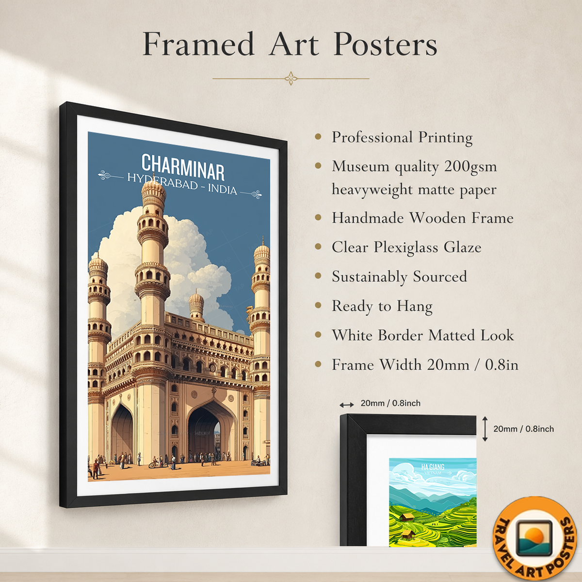 Charminar Mosque - Hyderabad - India - Travel Wall Art Print Poster - Art Print - Travel Art Poster