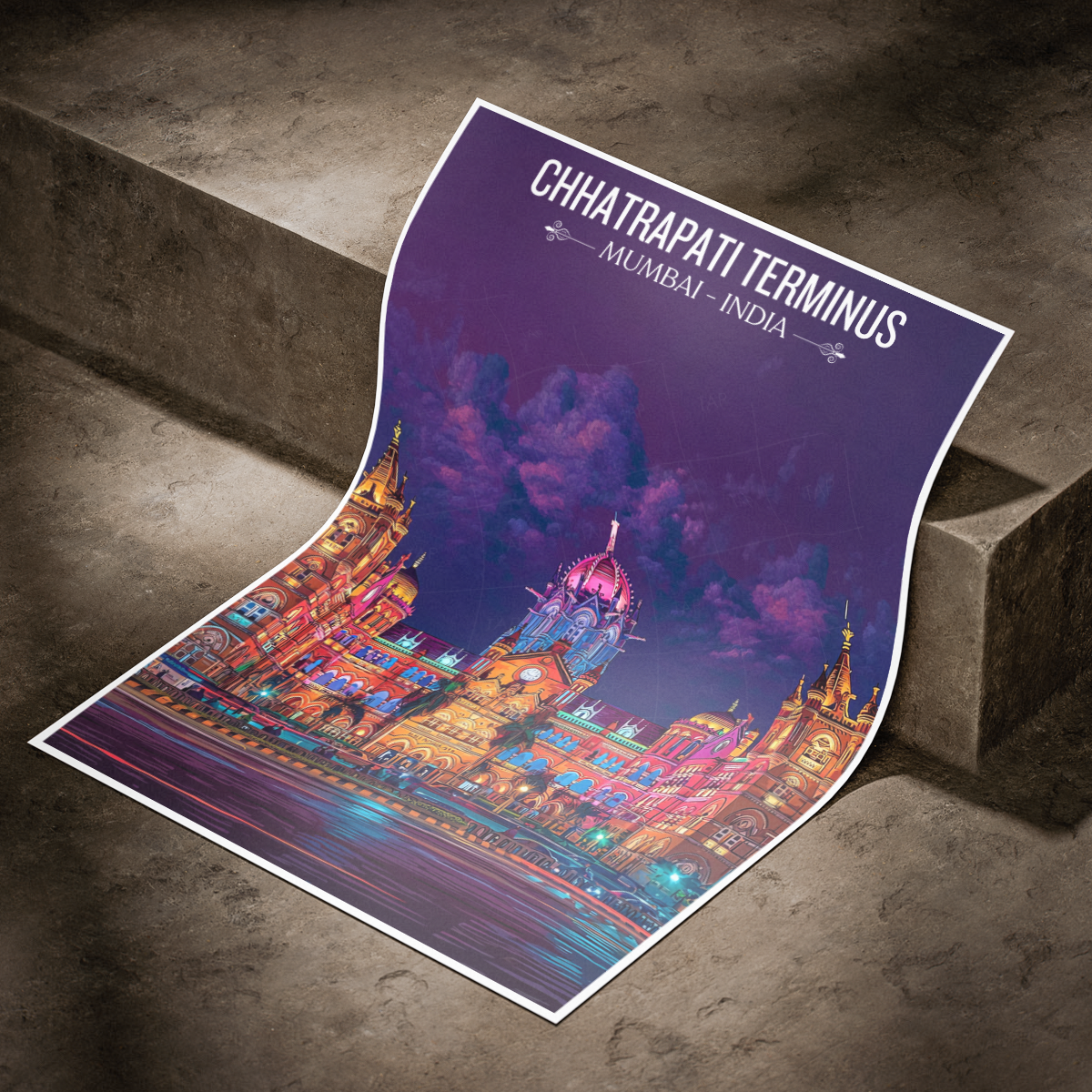 Chhartarpati Shivaji Maharaj Terminus - Mumbai - India - Travel Wall Art Print Poster - Art Print - Travel Art Poster