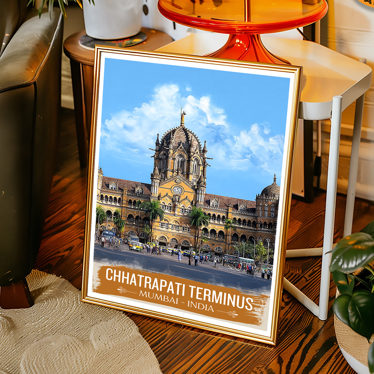 Chhartarpati Shivaji Maharaj Railway Station - Mumbai - India - Travel Wall Art Print Poster - Art Print - Travel Art Poster