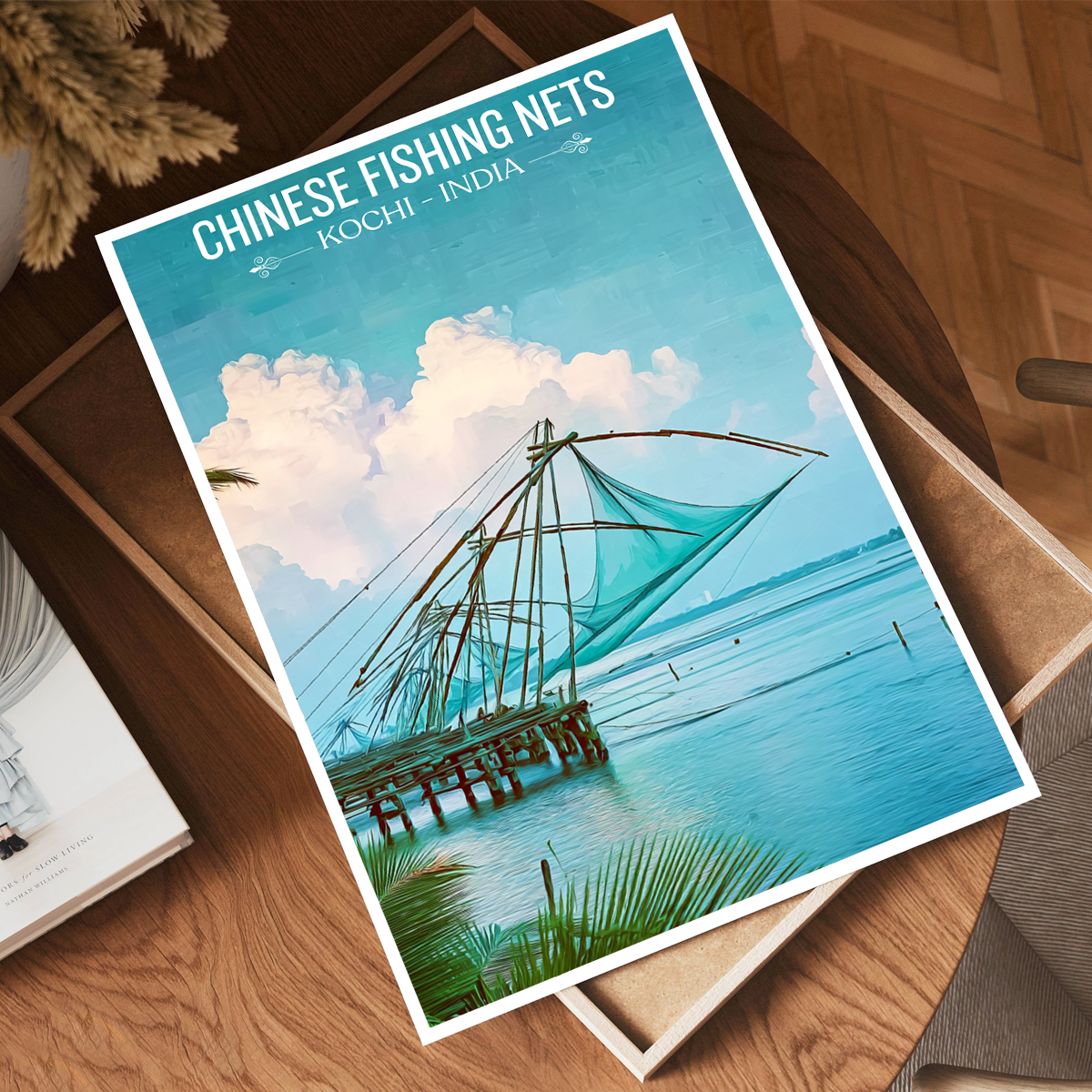 Chinese Fishing Nets - Kochi - India - Travel Wall Art Print Poster - Art Print - Travel Art Poster