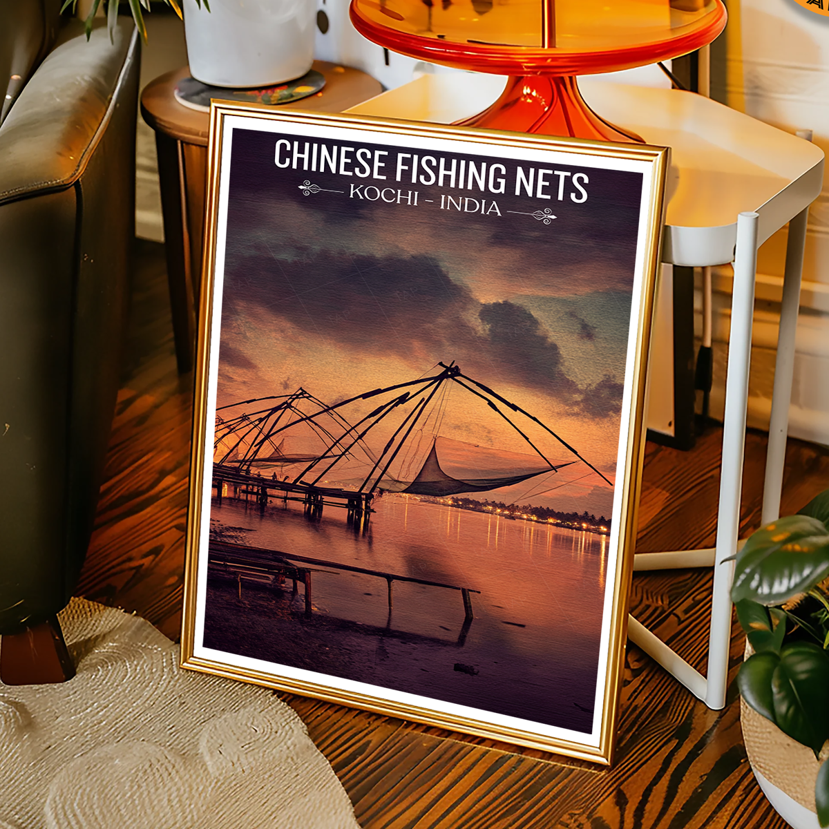 Chinese Fishing Nets - Kerala - India - Travel Wall Art Print Poster - Art Print - Travel Art Poster