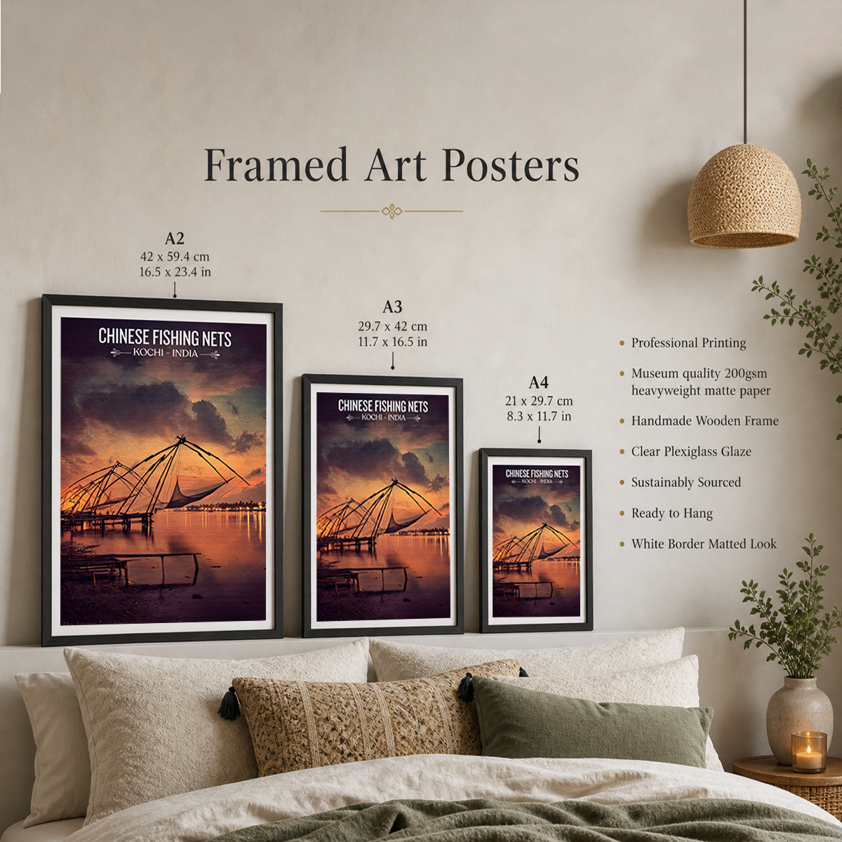 Chinese Fishing Nets - Kerala - India - Travel Wall Art Print Poster - Art Print - Travel Art Poster