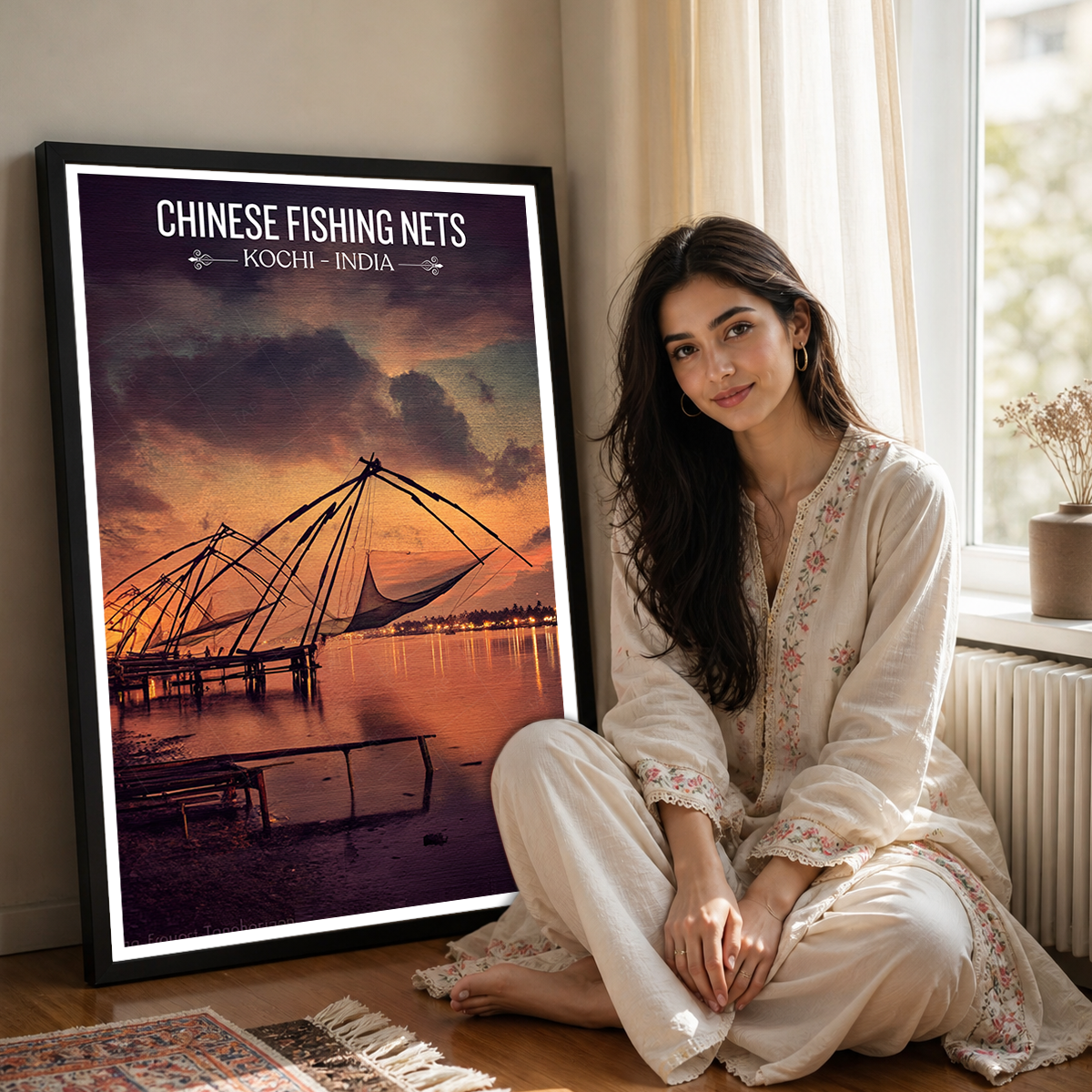 Chinese Fishing Nets - Kerala - India - Travel Wall Art Print Poster - Art Print - Travel Art Poster
